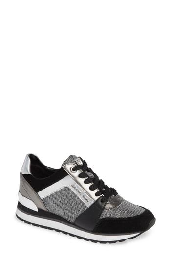 michael kors sneakers black and silver