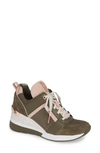 Michael Michael Kors Georgie Wedge Sneaker In Olive Fabric