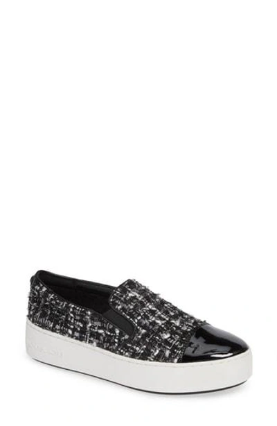 Michael Michael Kors Tia Slip-on Platform Sneaker In Black/ Silver