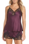 Natori Feathers Charm Satin Short Pajamas In Potent Purple