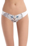 Commando Print Thong In Photo-op Kitty Cat