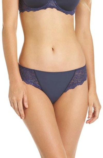 Simone Perele 'caresse' Lace Tanga Briefs In Indigo