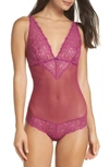 B.tempt'd By Wacoal Charming Thong Teddy In Boysenberry