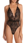 In Bloom By Jonquil Balance Lace Thong Teddy In Black