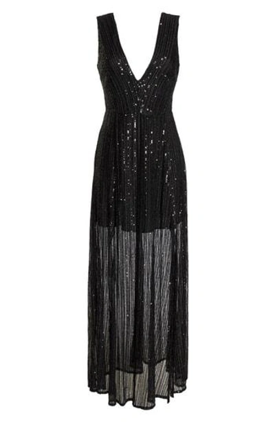 Bb Dakota Sequin Mesh Gown In Black