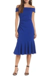 Vince Camuto Off The Shoulder Midi Dress In Royal