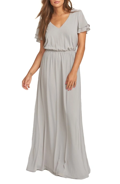 dove grey chiffon dress NWOT dove gray Amsale Illusion Shoulder Crinkled Silk Chiffon Dress size 16
