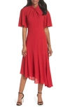 Maggy London Asymmetrical Midi Dress In Cranberry