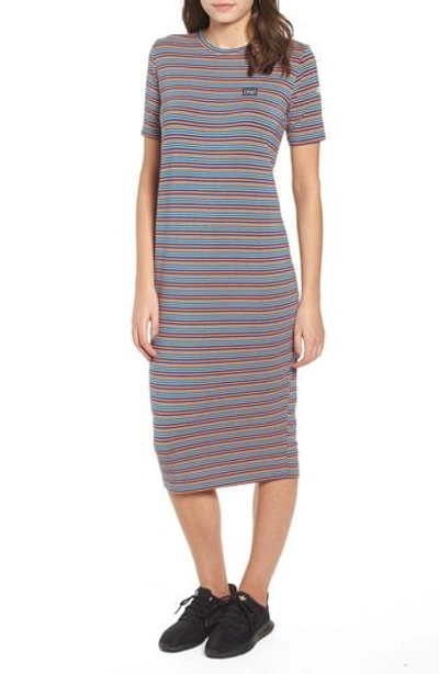 Obey Bowery Stripe T-shirt Dress In Sapphire Multi