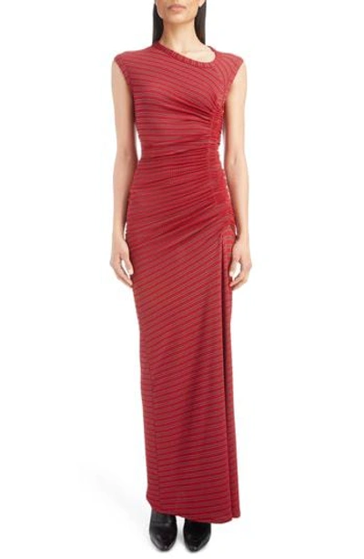 Atlein Ruched Textured Jersey Dress In Red