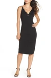 Adelyn Rae Scallop Sheath Dress In Black