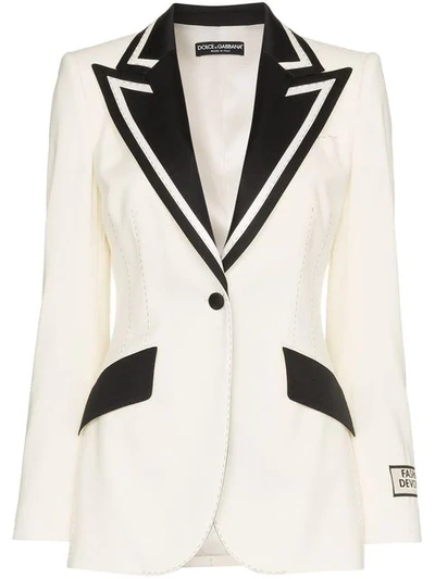 Dolce & Gabbana Monochrome Tux Blazer In White
