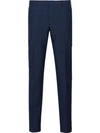 Prada Wool And Cotton Trousers In Blue