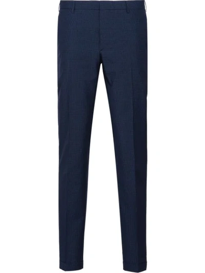 Prada Wool And Cotton Trousers In Blue