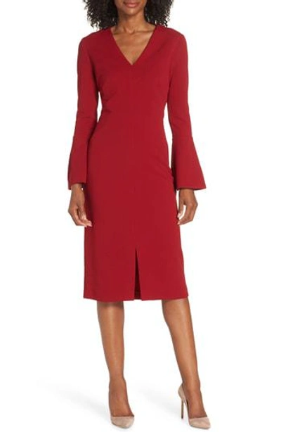 Maggy London Metro Knit Sheath Dress In Red