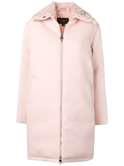 Giambattista Valli Fur Trimmed Zip-up Coat In Pink