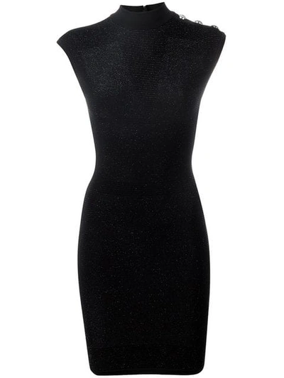 Balmain Structured Mini Dress In Black