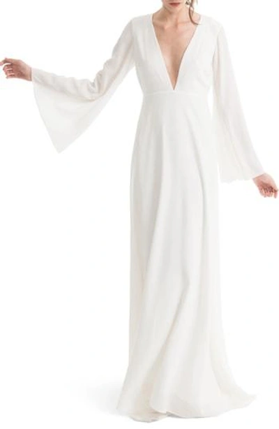 Joanna August Stevie Bell Sleeve A-line Gown In White