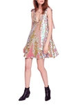Free People Penelope Glitter Disc Sequin Swing Dress In Cocoa