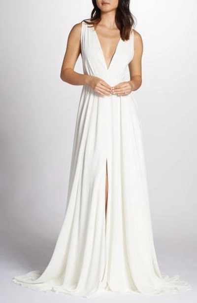 Joanna August Nico Plunging A-line Gown In White