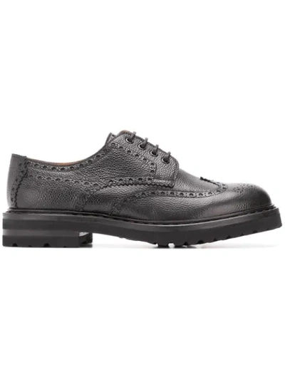 Henderson Baracco Lace-up Perforated Brogues In Black