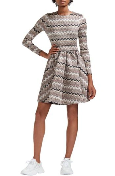 Maje Long Sleeve Fit-and-flare Dress In Ecru