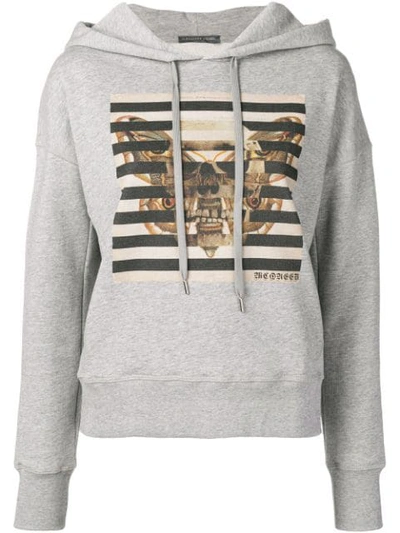 Alexander Mcqueen Butterfly & Skull Printed Hoodie In Grey