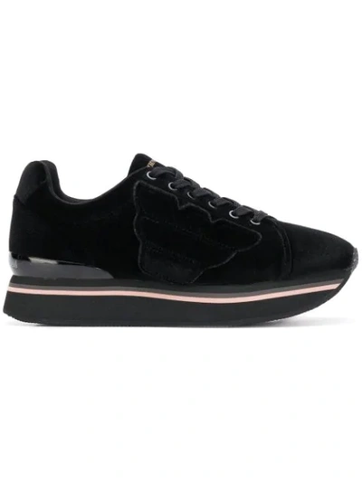 Emporio Armani Velvet Platform Low-top Sneakers - Black