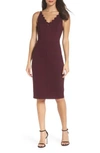 Adelyn Rae Scallop Sheath Dress In Burgundy