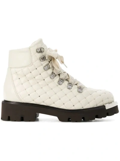 Baldinini Quilted Studded Ankle Boots In Neutrals