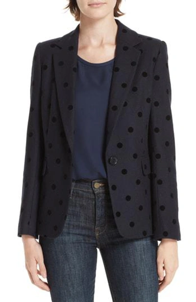 Helene Berman Polka Dot Blazer In Navy With Black Flocked Spot