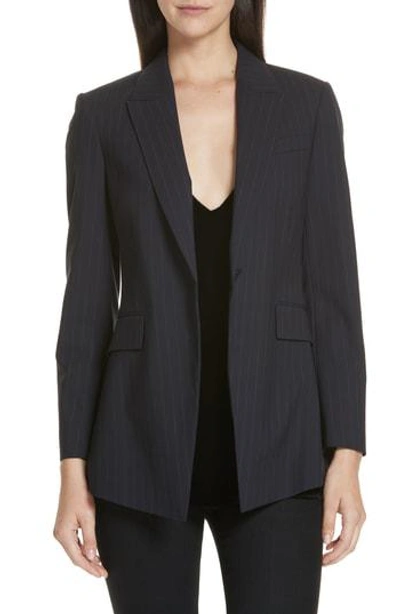 Theory Etiennette B Good Wool Suit Jacket In Deep Navy / Grey