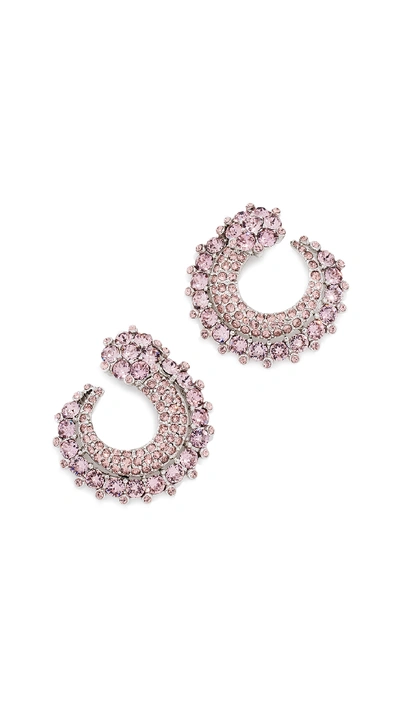 Oscar De La Renta Crystal Curved Earrings In Clay