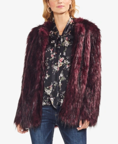 Vince Camuto Open-front Faux-fur Jacket In Port