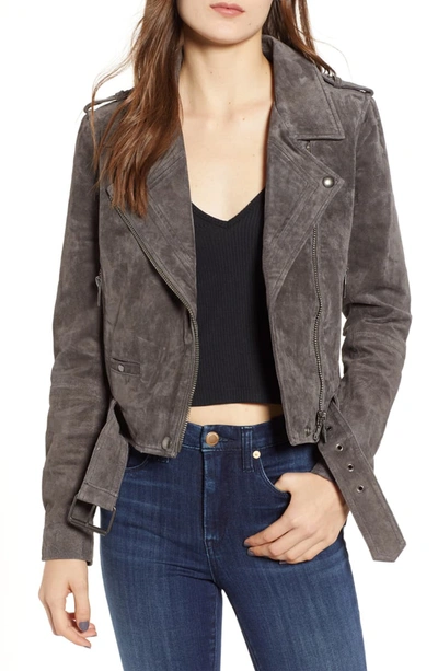 Blanknyc Morning Suede Moto Jacket In French Grey