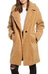 Kendall + Kylie Faux Fur Teddy Coat In Camel