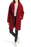 Kendall + Kylie Faux Fur Teddy Coat In Red