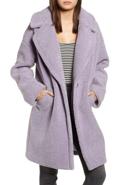 Kendall + Kylie Faux Fur Teddy Coat In Lilac