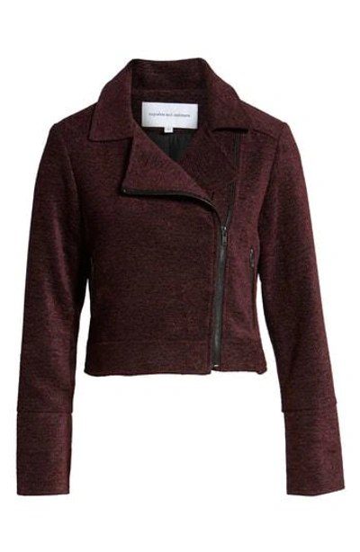 Cupcakes And Cashmere Chenille Crop Moto Jacket In Red Velvet