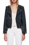 Allsaints Balfern Leather Biker Jacket In Midnight Blue