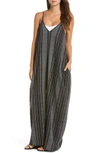 Elan Cover-up Maxi Dress In Black/ White Stripe