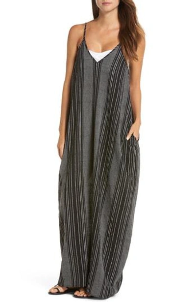 Elan Cover-up Maxi Dress In Black/ White Stripe