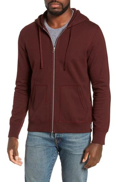 Reigning Champ Core Zip Front Hoodie In Crimson