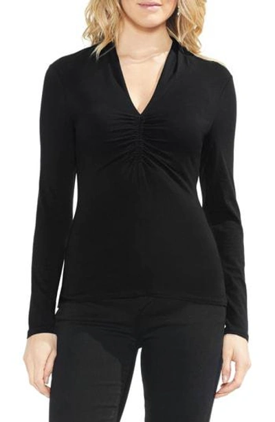 Vince Camuto Ruched Detail Top In Rich Black
