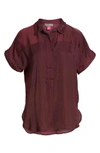 Vince Camuto Hammered Satin Blouse In Cabernet