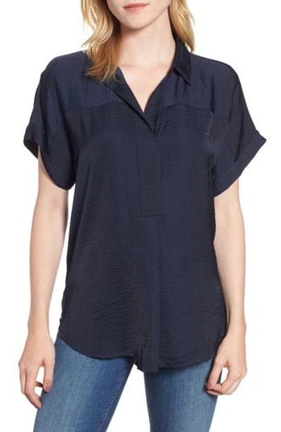 Vince Camuto Hammered Satin Blouse In Classic Navy