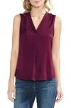 Vince Camuto V-neck Rumple Satin Blouse In Manor Red