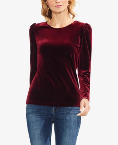 Vince Camuto Puff-shoulder Velvet Top In Cabernet