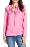 Zadig & Voltaire Tink Satin V-neck Long-sleeve Blouse In Flamant