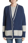 La Ligne Martha Wool & Cashmere Cardigan In Blue Marle/ Grey Marle/ Cream